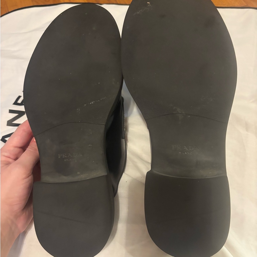 Prada Black Leather Slip-On Loafers - Picture 5 of 8